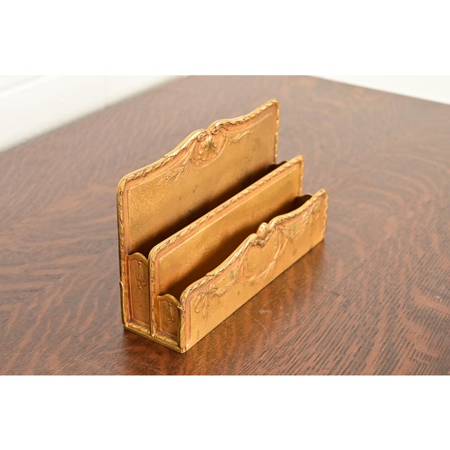 Tiffany Studios Tiffany Studios New York Louis XVI Bronze Doré Letter Rack For Sale - Image 4 of 14