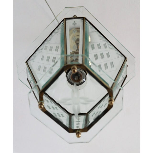 Vintage Italian Lantern in Crystal Cut Glass and Brass, 1950s For Sale - Image 18 of 18