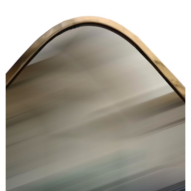 Gio Ponti Shield-Shaped Brass Wall Mirror in the style of Gio Ponti, Italy, 1960s For Sale - Image 4 of 8