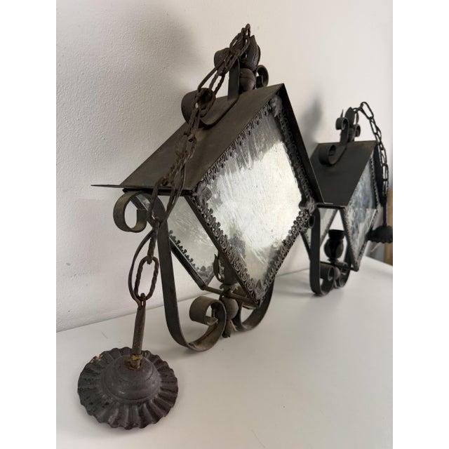 Vintage Wrought Iron Pendant Lights, 1960s, Set of 2 For Sale - Image 9 of 10