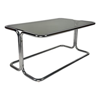 Mid-Century Modern Tubular Steel and Smoked Glass Coffee Table, Italy, 1970s For Sale