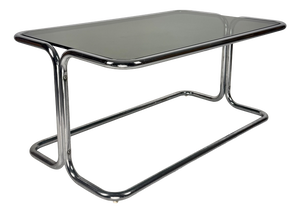 Mid-Century Modern Tubular Steel and Smoked Glass Coffee Table, Italy, 1970s