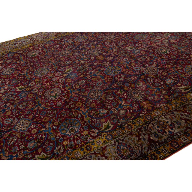 1880s Antique Persian Tabriz Wool Rug With Classic Floral Design in Red For Sale - Image 11 of 11