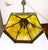 Metal Early 20th Century Cast Bronze & Green Amber Slag Glass Hex Paneled Pendant Light For Sale - Image 7 of 13