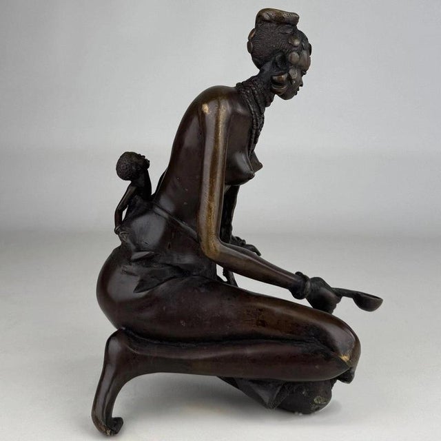 Gold 19th Century European Decorative Bronze African Figural Sculpture For Sale - Image 8 of 13