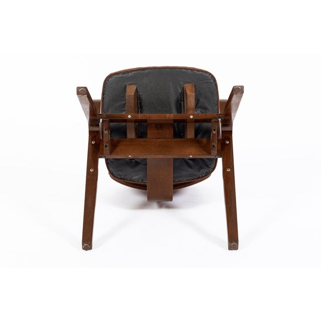 Pair Mid Century Brown Plywood Arm Chairs by Joe Atkinson for Thonet For Sale - Image 12 of 12