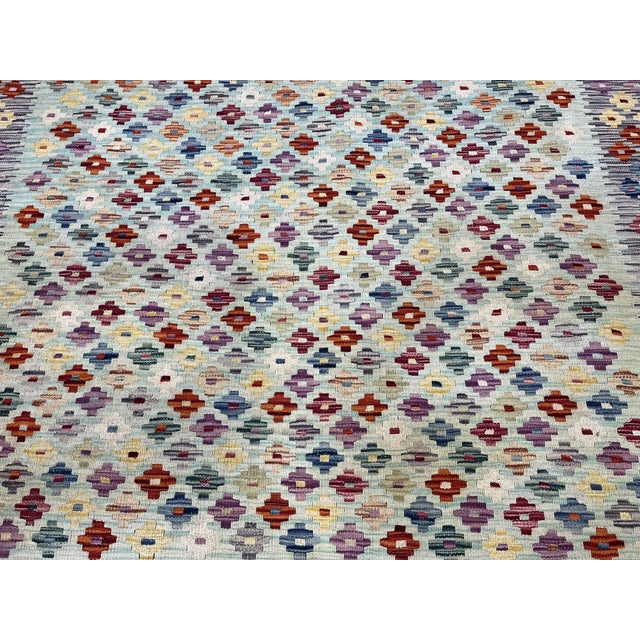 Beige 5'1" X 6'10" Multicolor Afghan Chobi Wool Flatweave Kilim Rug For Sale - Image 8 of 16