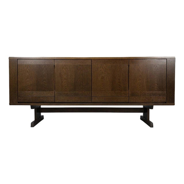 Mid-Century Modern Danish Architectural Stained Oak Sideboard attributed to Skovby For Sale