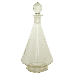 Vintage Polish Conical Glass Decanter For Sale