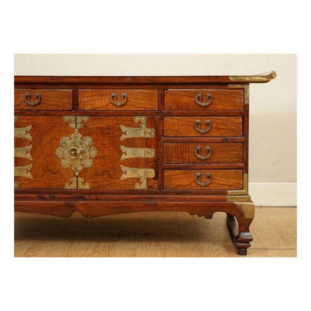 Wood Korean Elm Coffee Table with Drawers, Late 19th Century For Sale - Image 7 of 13