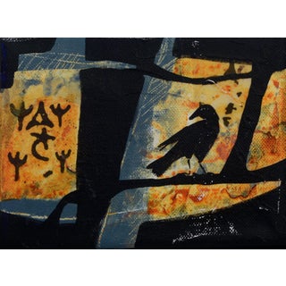 Morning Song 2 by Karen Rosasco | Acrylic Painting of a silhouette of a bird on a textured background For Sale