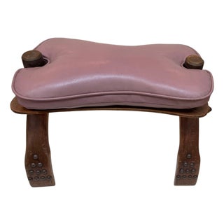 Midcentury Canel Saddle Stool For Sale