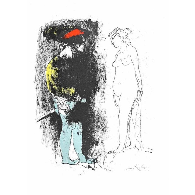 Knights' romance is the original etching and aquatint on paper realized by Carlo Mattioli in the 1970s. Hand-signed on the...