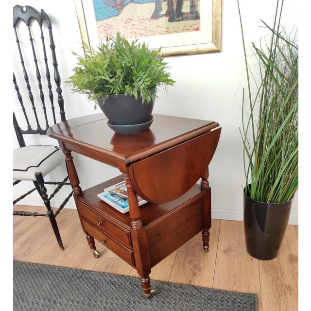 1960s French Louis XIII Style Walnut Two-Tier Folding Side Table For Sale - Image 5 of 10