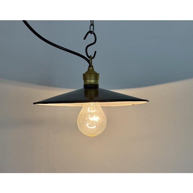 Metal Industrial Dark Blue Enamel Light, 1930s For Sale - Image 7 of 16