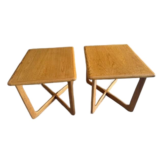 Pair of 1984 Lane Perception End Tables – Mid-Century Modern Walnut, Vintage For Sale
