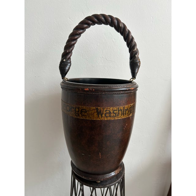 Animal Skin 1970s Maitland Smith Leather Fire Bucket For Sale - Image 7 of 8