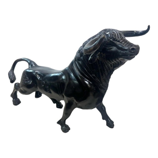 Mid Century Large & Heavy Bronze Bull For Sale
