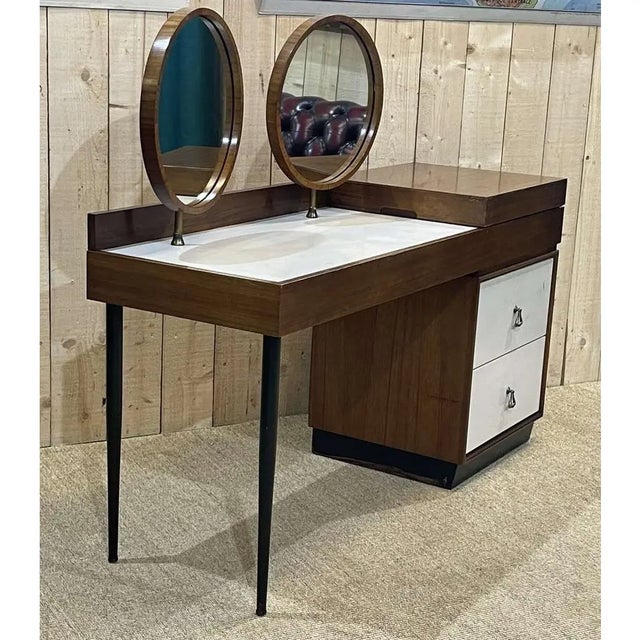 1970s Dressing Table With 2 Round Mirrors For Sale - Image 11 of 13