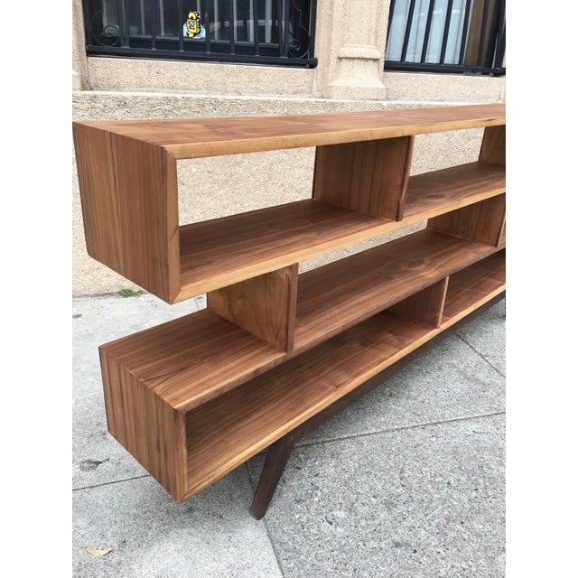 Mid-Century Modern Handcrafted Staggered Bookcase in Walnut For Sale - Image 3 of 8