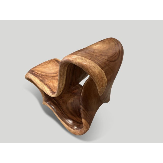 Andrianna Shamaris Impressive Suar Wood Sculptural Chair For Sale - Image 13 of 18