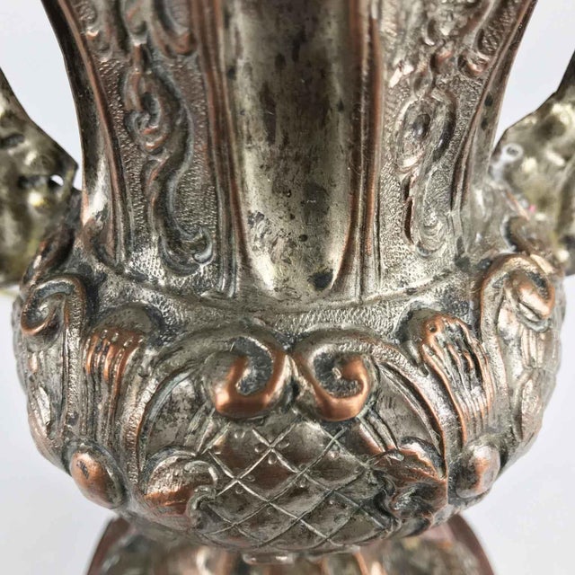 Metal Antique 18th Century Lamp with Fan-Shaped Shade For Sale - Image 7 of 10