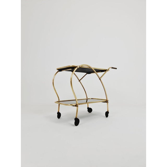 German Trolley in Brass & Black Glass, 1970s For Sale - Image 4 of 11