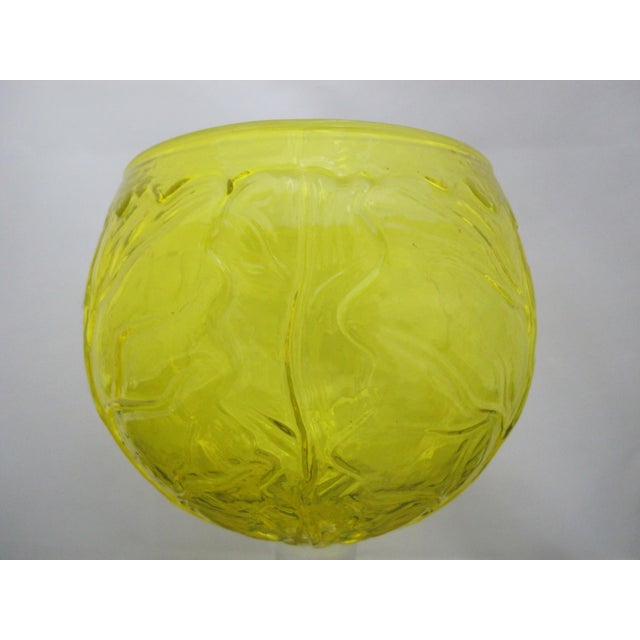 1960s Secla Sigma Taste Setter Yellow Cabbage Leaf Wine or Margarita Goblet Glass Set For Sale - Image 5 of 7