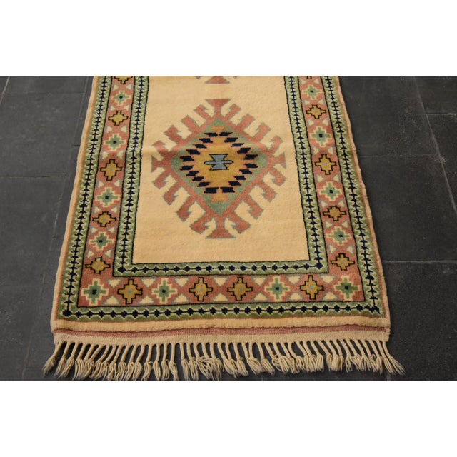 1980s Tribal Hand Knotted Cream Milas Runner Rug For Sale In Sacramento - Image 6 of 11