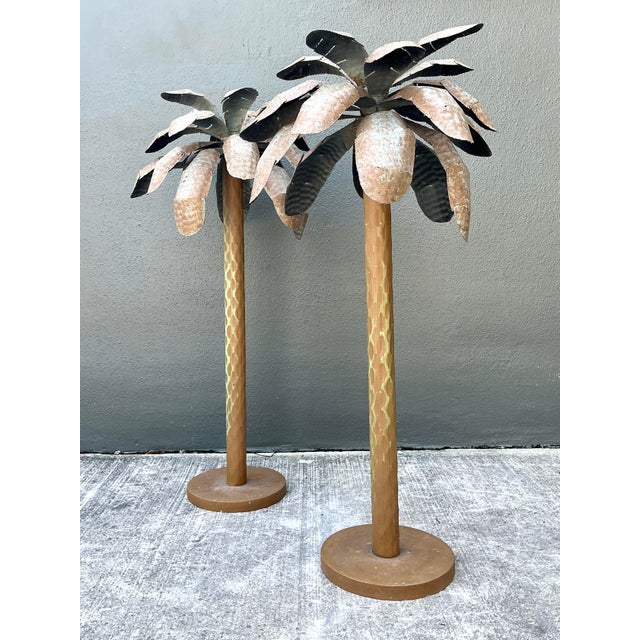 Vintage Punch Cut Tole Palm Trees - A Pair For Sale - Image 11 of 12