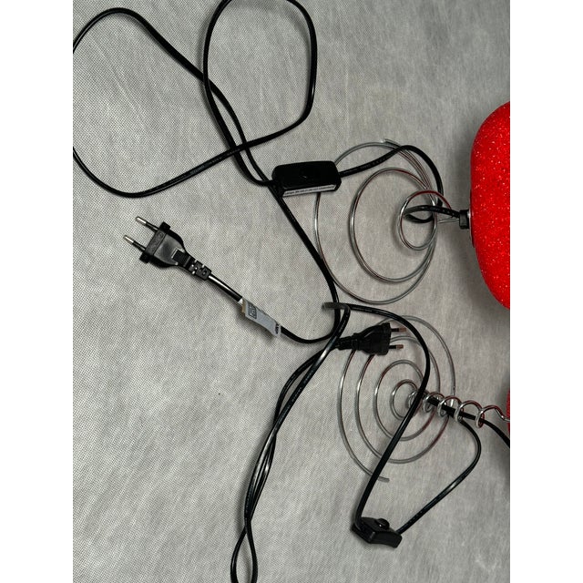 Red Heart-Shaped Table Lamps, 1990s, Set of 2 For Sale - Image 8 of 10