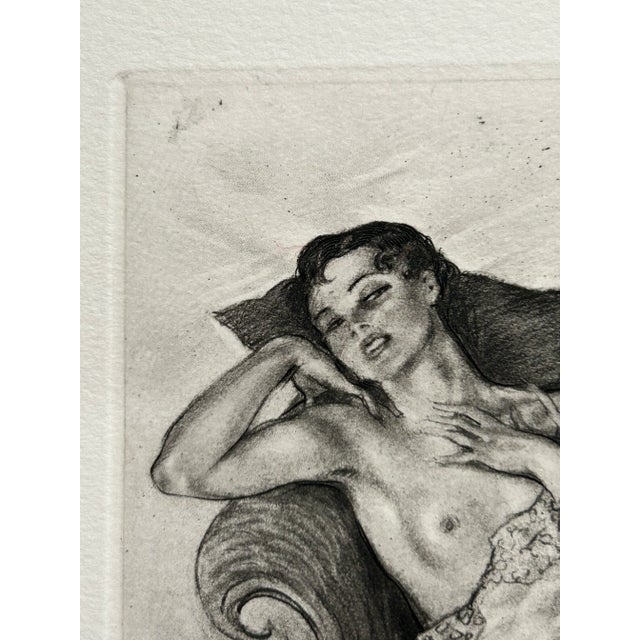 1920s Edourard Chimot French Art Deco Figurative Female Semi-Nude Drypoint Etching For Sale - Image 4 of 6