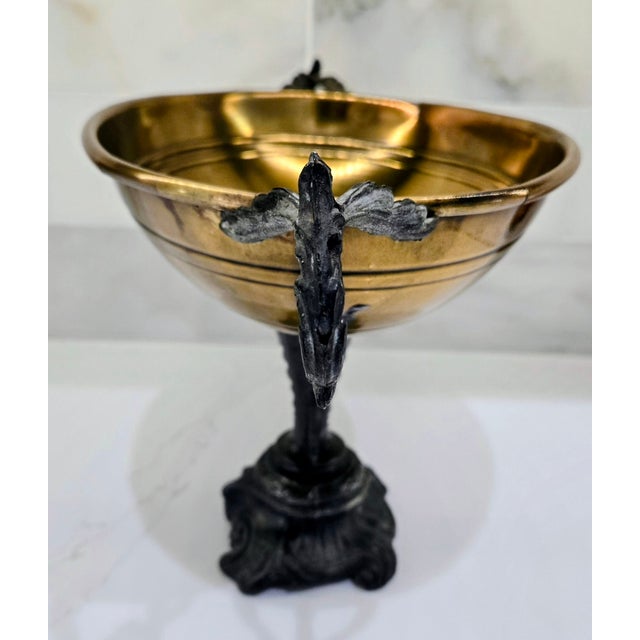 Brass Rococo-Style Mixed Metal Compote Centerpiece For Sale - Image 8 of 10