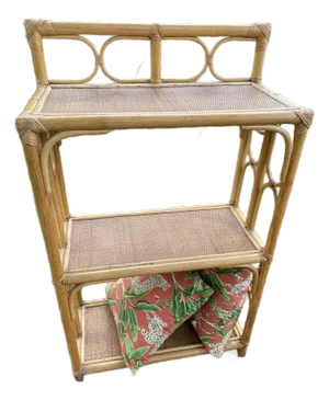 Bamboo Shelving Unit and Storage. Mid Century Modern Bamboo Display Shelf . Wicker and Bamboo Display Stand