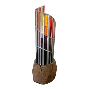 1960s French Multi Color Mosaic Glass and Metal Table Lamp by Jacques Avoinet