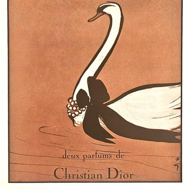 René Gruau 1953 French Christian Dior 2 Perfumes Advertisement Print, by Gruau, Matted For Sale - Image 4 of 4