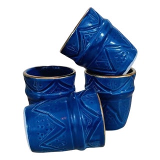 Blue Moroccan Brusseline Coffee Cups- Set of 4 For Sale