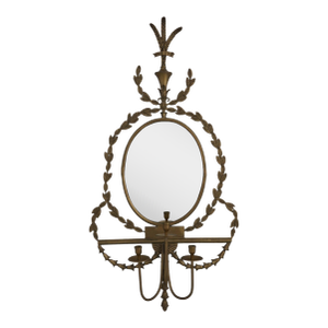 French Style Brass Candelabra Arm Wall Mirror