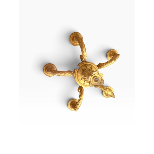 French Antique Louis XVI Revival Carved Giltwood Six-Light Chandelier, Likely French, Circa 1900 For Sale - Image 3 of 12