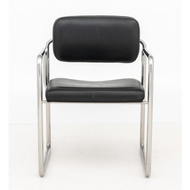 Bauhaus Bauhaus Black Leather and Chrome Armchair For Sale - Image 3 of 7