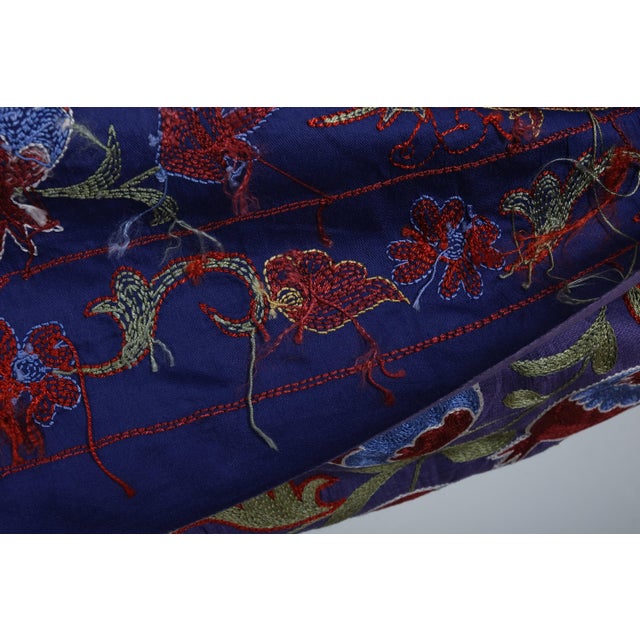 Vintage Uzbek Suzani Fabric: Silk Embroidered Wall Decor (3'4'' X 6'2'') For Sale - Image 9 of 10