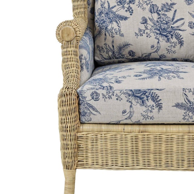 French Country Rattan Wingback Armchair For Sale - Image 11 of 12