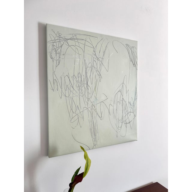 Abstract Modern White Abstract Painting on Canvas for Contemporary Living For Sale - Image 3 of 6