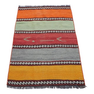 1960s Turkish Oushak Rug With Stripe Patterns For Sale