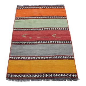1960s Turkish Oushak Rug With Stripe Patterns