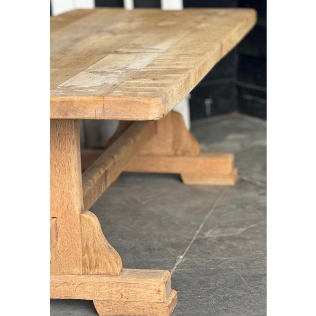 1920s Vintage Farmhouse Dining Table in Bleached Oak, 1920 For Sale - Image 5 of 18