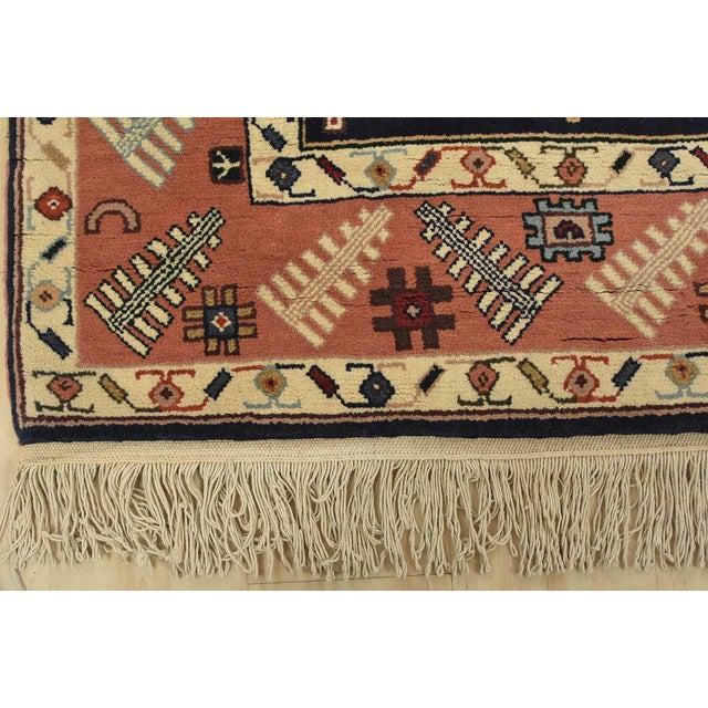 Heriz Rug 5’11” X 8’11” Blue Wool Vintage Tribal Hand-Knotted Oriental Carpet For Sale - Image 11 of 14