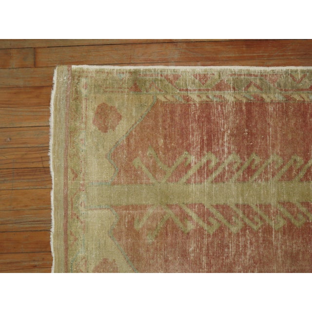 Islamic Light Pink Turkish Prayer Niche Throw Rug For Sale - Image 3 of 6