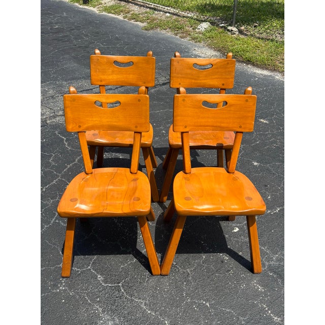 Cushman of Vermont 1950s Set of 4 Cushman Colonial Creations Solid Maple Dining Chairs For Sale - Image 4 of 12