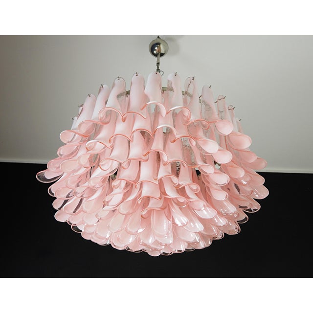 1990s Murano Pink Petals Chandelier, 1990s For Sale - Image 5 of 13